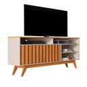 Ver imagem 2 de Rack para Tv até 60 Polegadas Real 2 Portas Ripado Off White/nature - Giga Móveis
