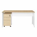 Ver imagem 4 de Escrivaninha 180cm X 70cm Pé Painel Gaveteiro 3 Gavetas F5 Cor:macadâmia com Branco