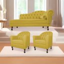 Ver imagem 1 de Kit Diva Recamier Diana 185cm Lado Esquerdo e 02 Poltronas Julia Suede - Doce Sonho Móveis RECAMIER