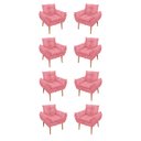 Ver imagem 1 de Kit 08 Poltronas Opala Decorativas Sala de Estar Suede Cor:Rosa