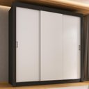 Ver imagem 1 de Guarda-roupa Casal Multimóveis Barcelona 3 Portas de Correr Cr35401 Preto/branco