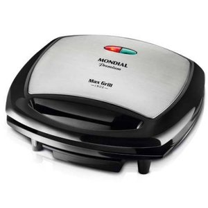 Grill Mondial - 1200w, Grelhas Duplas Antiaderentes, Bandeja Coletora - G07 Max Grill Inox