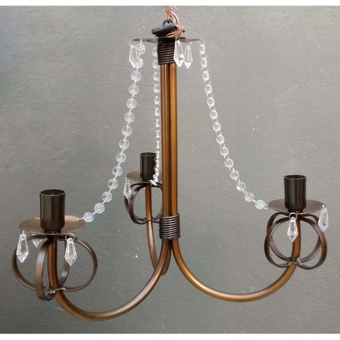 Luminária de Teto Rustico com Cristais para Sala de Jantar e Estar