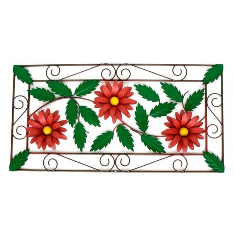 Moldura Arabesco de Ferro para Parede Classica com Flores Artesanais - Vermelho