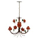 Ver imagem 3 de Lustre Artesanal Iluminação Media para Cozinha Pequena com Flores - Laranja