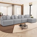 Ver imagem 1 de Sofá 5 Lugares com Chaise Direito Sala Living 328cm Arlo F04 Veludo Cinza Tc-12023 - Lyam Decor