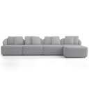 Ver imagem 2 de Sofá 5 Lugares com Chaise Direito Sala Living 328cm Arlo F04 Veludo Cinza Tc-12023 - Lyam Decor