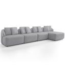Ver imagem 5 de Sofá 5 Lugares com Chaise Direito Sala Living 328cm Arlo F04 Veludo Cinza Tc-12023 - Lyam Decor
