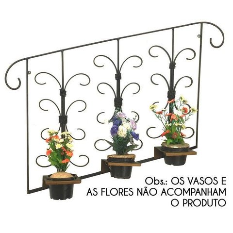 Floreira de Parede Ferro Rustica Artesanal Suporte para Vasinhos de Flor