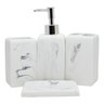 KIT ACESSÓRIOS DE BANHEIRO LAVABO 4 PEÇAS RESINA MARMORIZADO:PD272 - 1