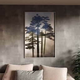 Quadro Decorativo Paisagem Araucaria Angustifolia com Moldura e Vidro Prata - 180x100 Cm - 1