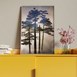 Quadro Decorativo Paisagem Araucaria Angustifolia com Moldura e Vidro Prata - 180x100 Cm - 4