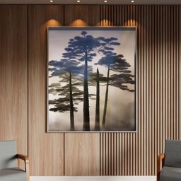 Quadro Decorativo Paisagem Araucaria Angustifolia com Moldura e Vidro Prata - 180x100 Cm - 2