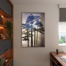 Quadro Decorativo Paisagem Araucaria Angustifolia com Moldura e Vidro Prata - 180x100 Cm - 3