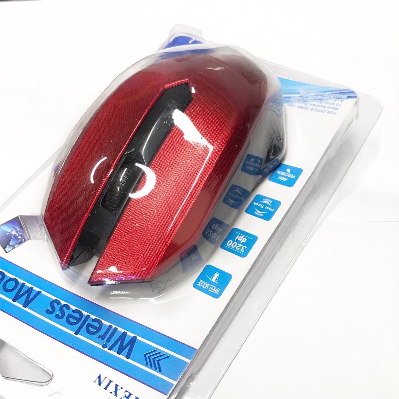 Mouse Wireless Sem Fio Pegada Confortável 2.4ghz Jiexin Alcance 10m - Vermelho - 1