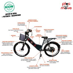 Bicicleta Elétrica - Street Plus PAM - Cestinha - 800w Lithium - Preta - Plug and Move - 2