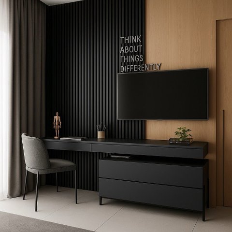 Painel Ripado 2,7mx20cm Preto Fosco Und