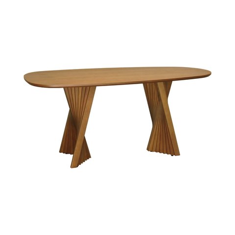 Mesa de Jantar Califórnia Tampo Laminado Cinamomo 180x90cm - Amêndoa/madeira