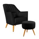 Ver imagem 1 de Poltrona Orion Bordada com Puff Solar Courino Preto Aradecor