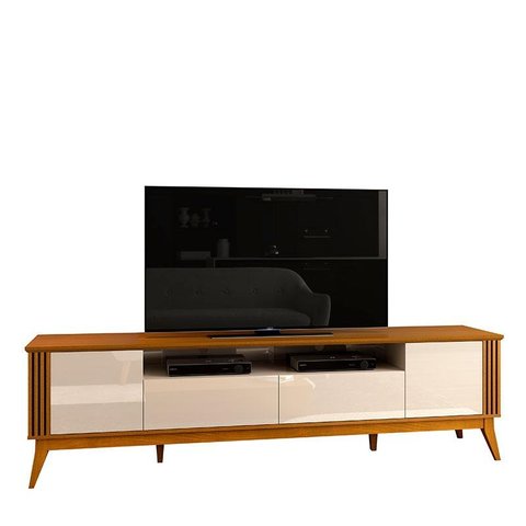 Rack Para Sala Ripado 2.2 TV Até 75 Pol Brunt EAX Móveis Cedro/Off White