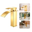 Ver imagem 2 de Torneira de Banheiro Lavatório com Misturador Monocomando de Bancada Luxo Inox Dourada Brinovar