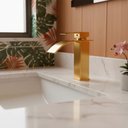 Ver mais imagens de Torneira de Banheiro Lavatório com Misturador Monocomando de Bancada Luxo Inox Dourada Brinovar