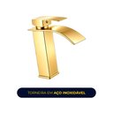 Ver imagem 3 de Torneira de Banheiro Lavatório com Misturador Monocomando de Bancada Luxo Inox Dourada Brinovar