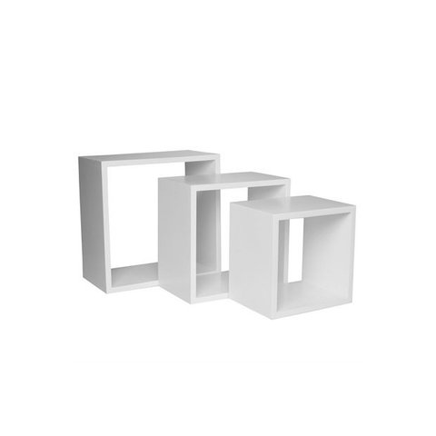 Kit de 3 Nichos Leve Quadrados Brancos de Madeira