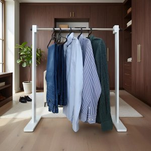 Cabideiro Simples de Piso Chão Arara Camiseiro Desmontável - Branco Laca