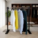 Ver imagem 1 de Cabideiro Simples de Piso Chão Arara Camiseiro Desmontável - Preto Laca