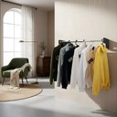 Ver imagem 1 de Cabideiro de Parede 80 Cm Arara Camiseiro Calceiro Preto Laca