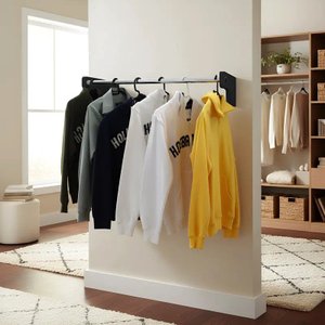 Cabideiro de Parede 90 Cm Arara Camiseiro Calceiro Preto Laca