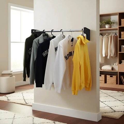 Cabideiro de Parede 90 Cm Arara Camiseiro Calceiro Preto Laca