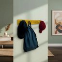 Ver imagem 1 de Cabideiro de Parede Porta Bolsas Mochilas Tolhas Pinos Amarelo Laca
