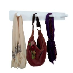 Cabideiro de Parede Porta Bolsas Mochilas Tolhas Pinos Branco Laca - 3
