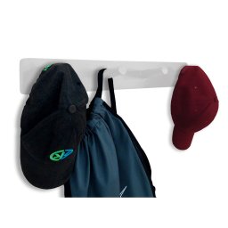 Cabideiro de Parede Porta Bolsas Mochilas Tolhas Pinos Branco Laca - 2
