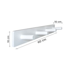 Cabideiro de Parede Porta Bolsas Mochilas Tolhas Pinos Branco Laca - 4