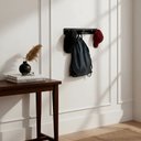 Ver imagem 2 de Cabideiro de Parede Porta Bolsas Mochilas Tolhas Pinos Preto Laca
