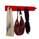 Ver imagem 5 de Cabideiro de Parede Porta Bolsas Mochilas Tolhas Pinos Vermelho Laca