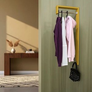 Cabideiro de Parede "j" Arara Camiseiro Porta Bolsas Amarelo Laca