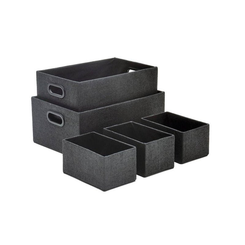 caixa de rattan KONTIKI preta 5pçs Ilunato SB0023B - 1