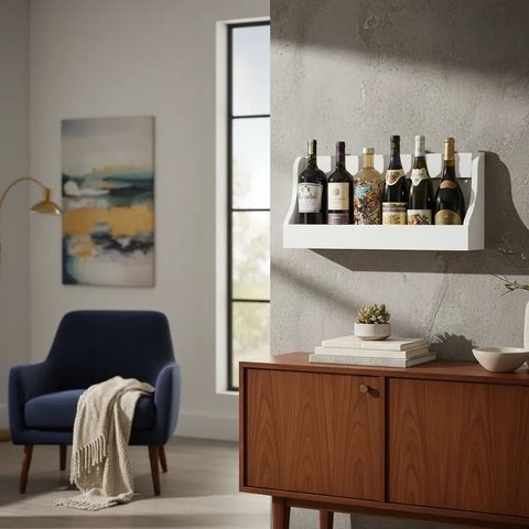 Prateleira Adega Suporte Decorativo para Vinhos e Bebidas Branco Laca