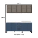 Ver imagem 4 de Cozinha Compacta Amara 9 Portas 3 Gavetas com Vidro 40250789 Azul/branco - Politorno
