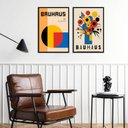 Ver imagem 1 de Kit 2 Quadros Arte Abstrata Bauhaus Flores 24x18cm - com Vidro:moldura Branca