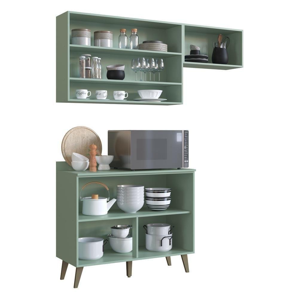 Armário De Cozinha Compacta 2 Pçs Viena Cr20033 Verde/snow | MadeiraMadeira