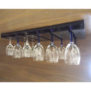 Porta Taças Reto Suporte Decorativo para Adegas Bar Preto Laca