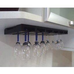 Porta Taças Reto Suporte Decorativo para Adegas Bar Preto Laca - 2