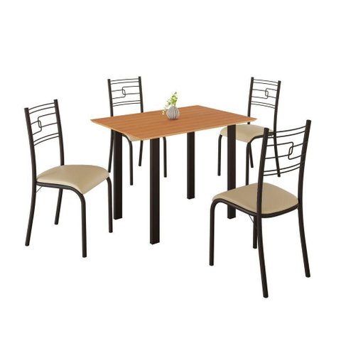 Conjunto Sala de Jantar Mila 4 Cadeiras Ella Preto C- Creme