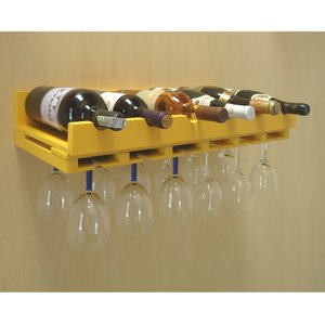 Porta Taças e Prateleira Adega New Suporte Decorativo para Vinhos e Garrafas Amarelo Laca