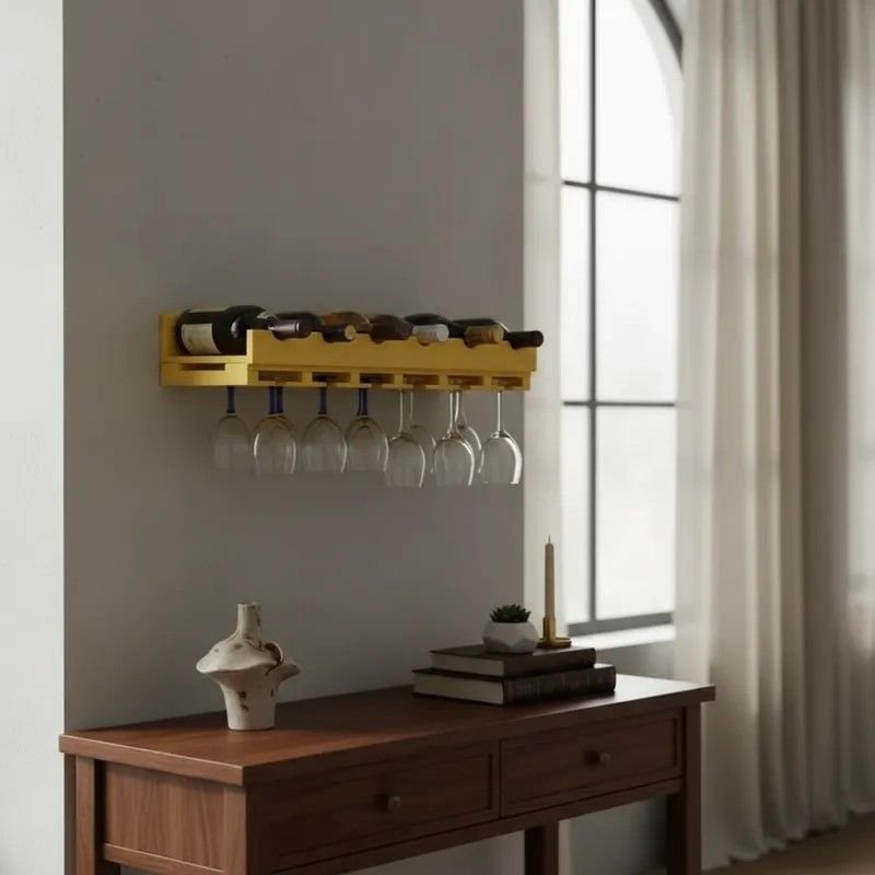 Menor preço em Porta Taças e Prateleira Adega New Suporte Decorativo para Vinhos e Garrafas Amarelo Laca